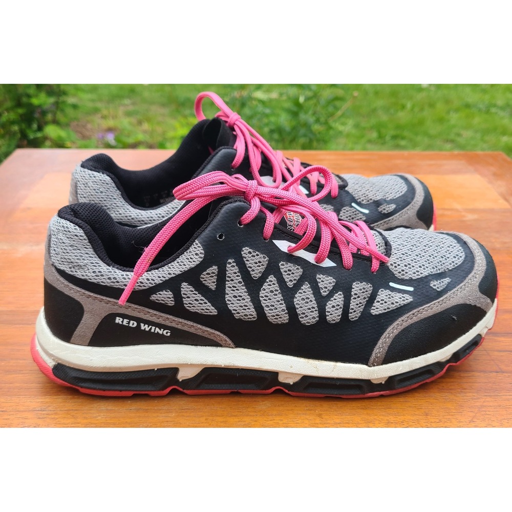 Red Wing US 9.5 Steel Toe Black Pink Lace Up Work Safety Shoes Utility Sporty